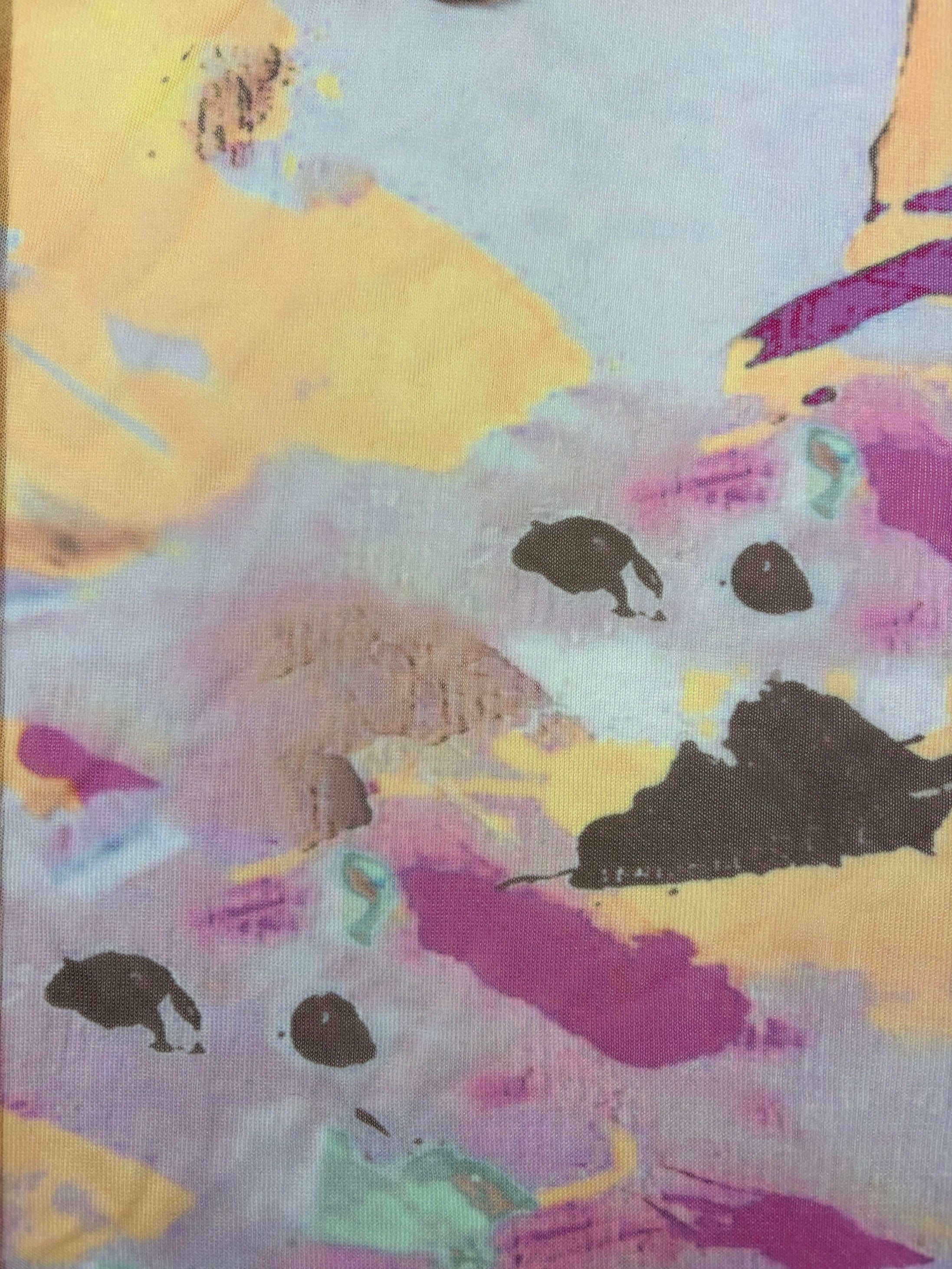 Watercolor Print Sheer Top Knit