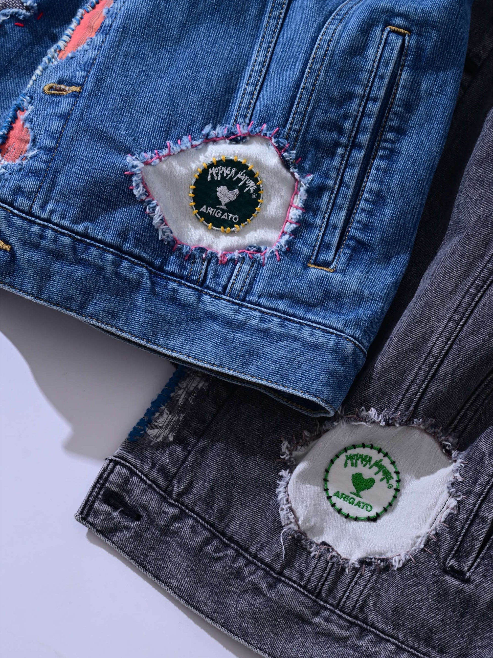 Back view of denim tracker jacket