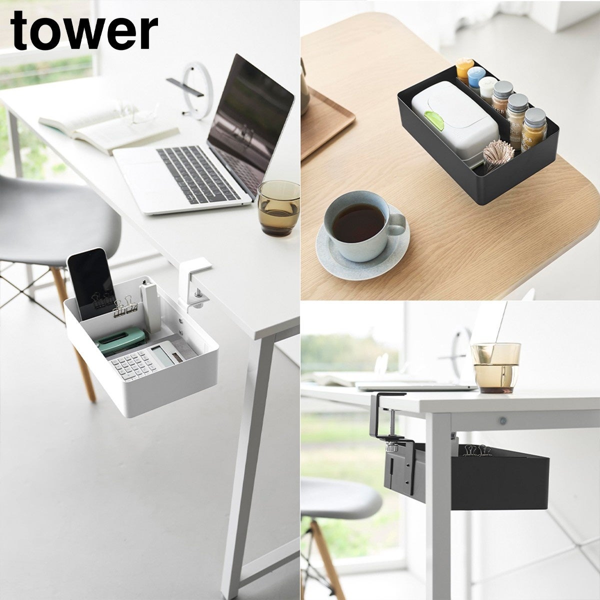 Table Side Rotating Storage Rack Tower with Divider