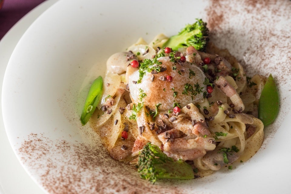 Tagliatelle Chocolate-Flavored Carbonara