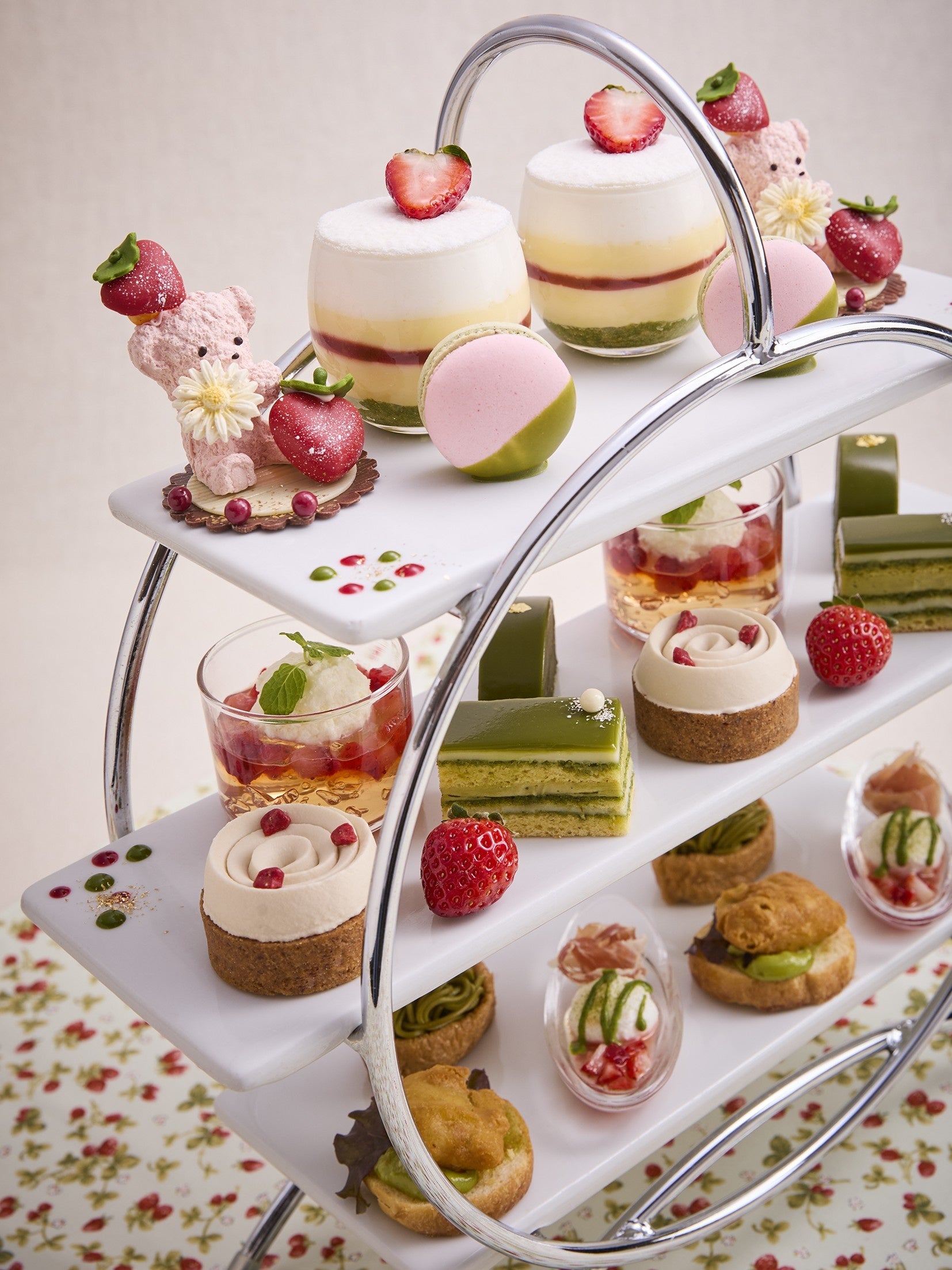Strawberry & Matcha Afternoon Tea plating