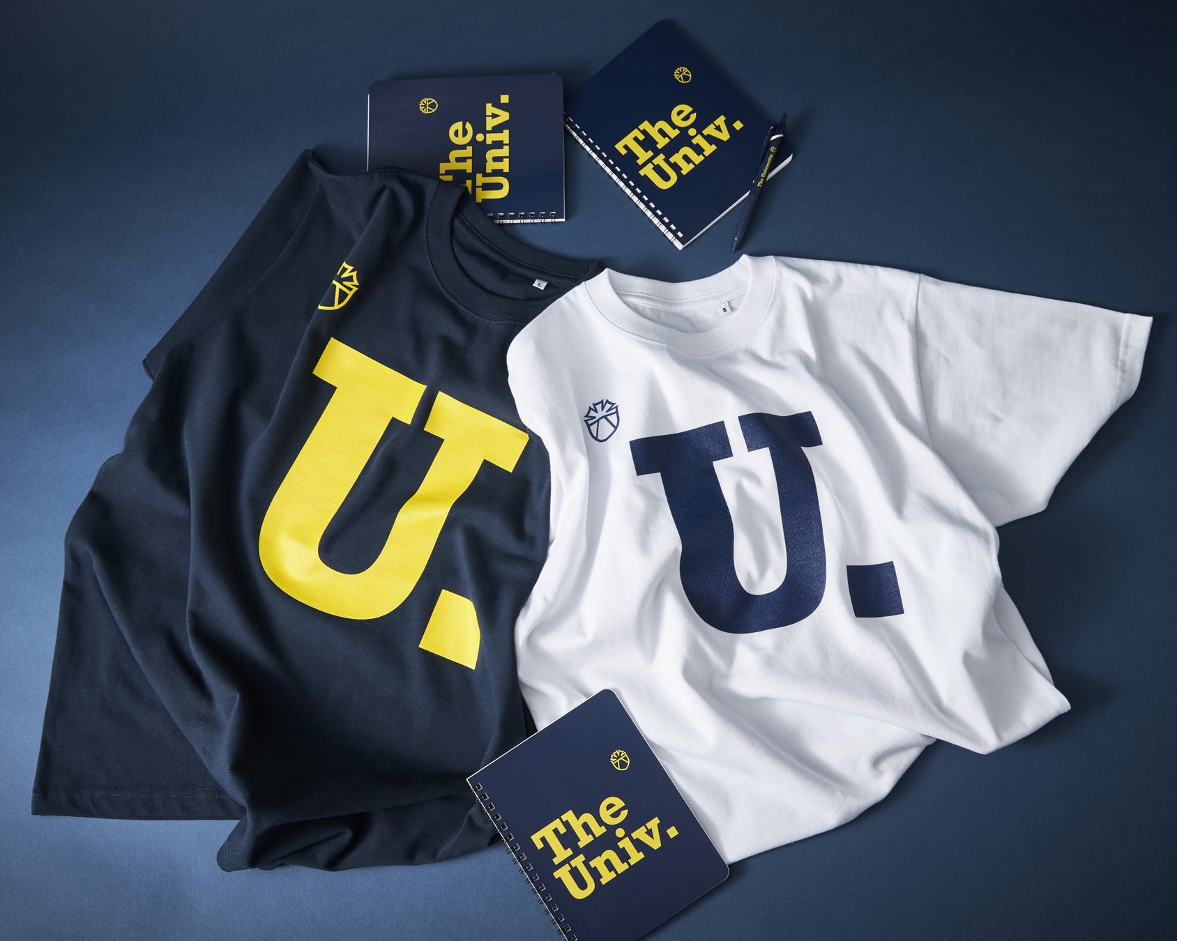 The University U-logo t-shirt and stationery
