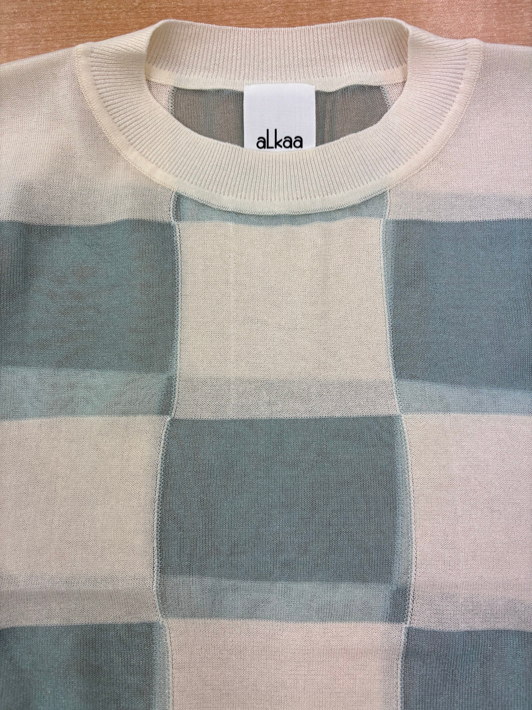 Block Check Sheer Top Knit