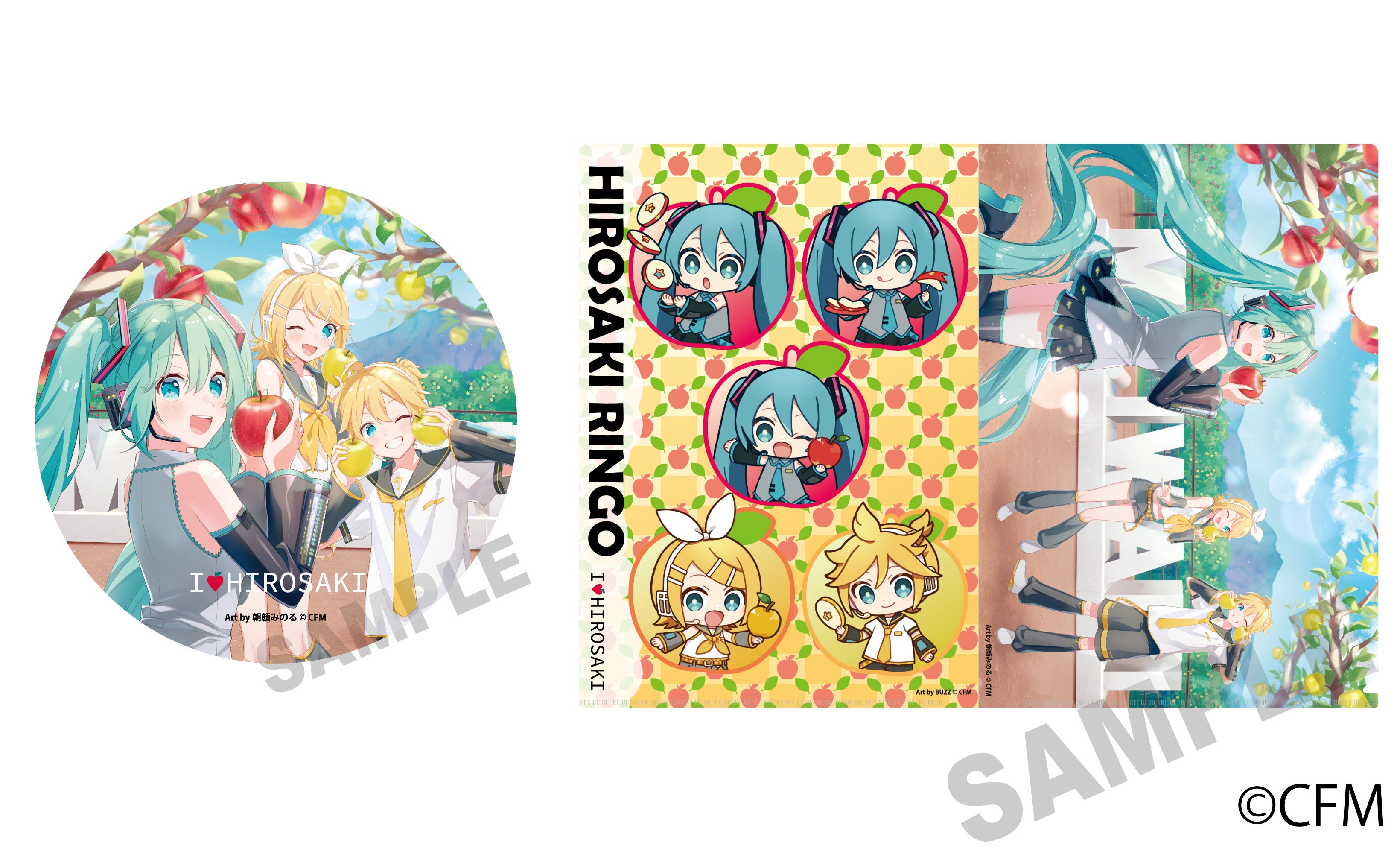 Hatsune Miku x Hirosaki apples Mega Can Badge Stand and Clear File