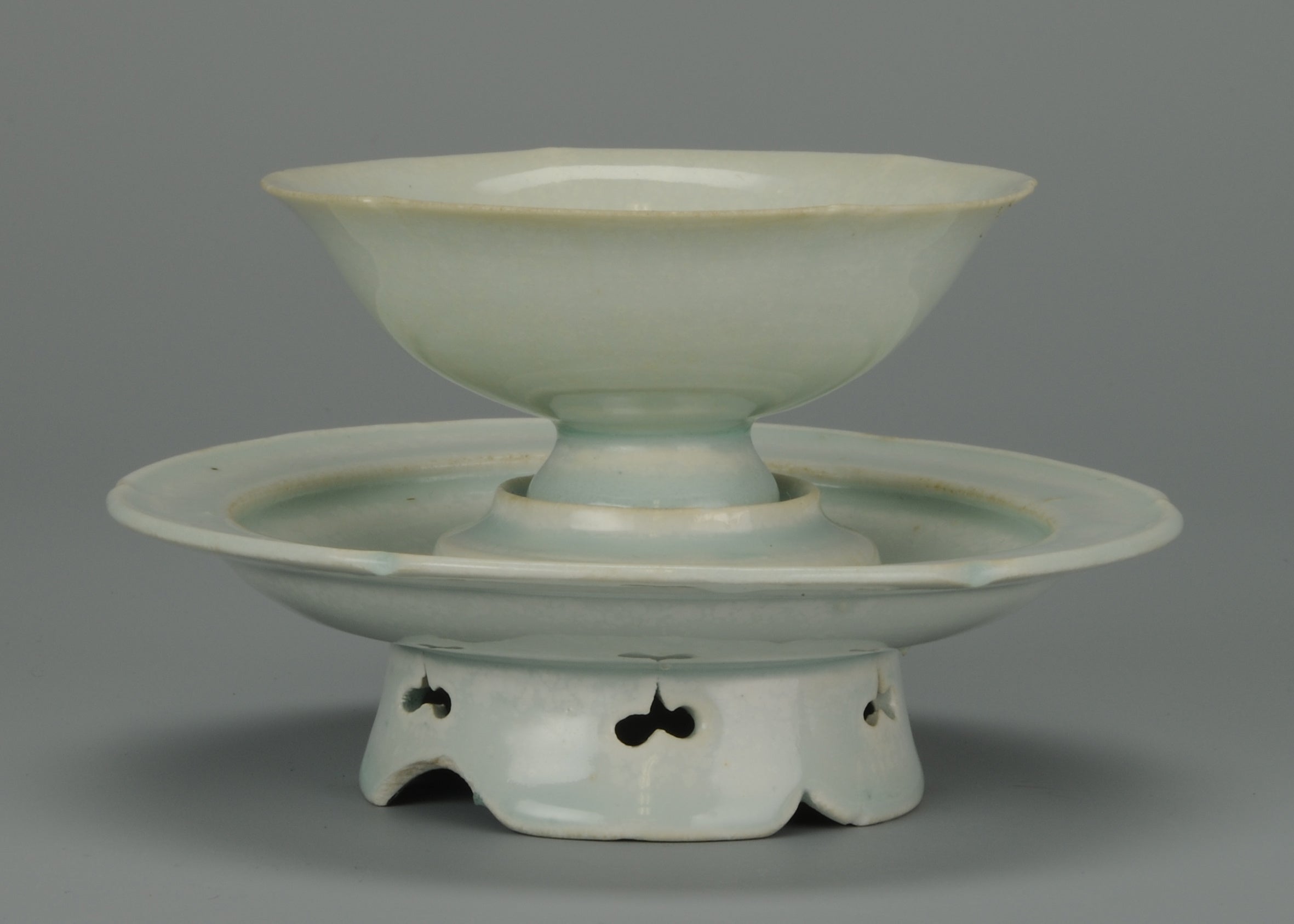 Qingbai Cup and Stand with Petal-Shaped Rim