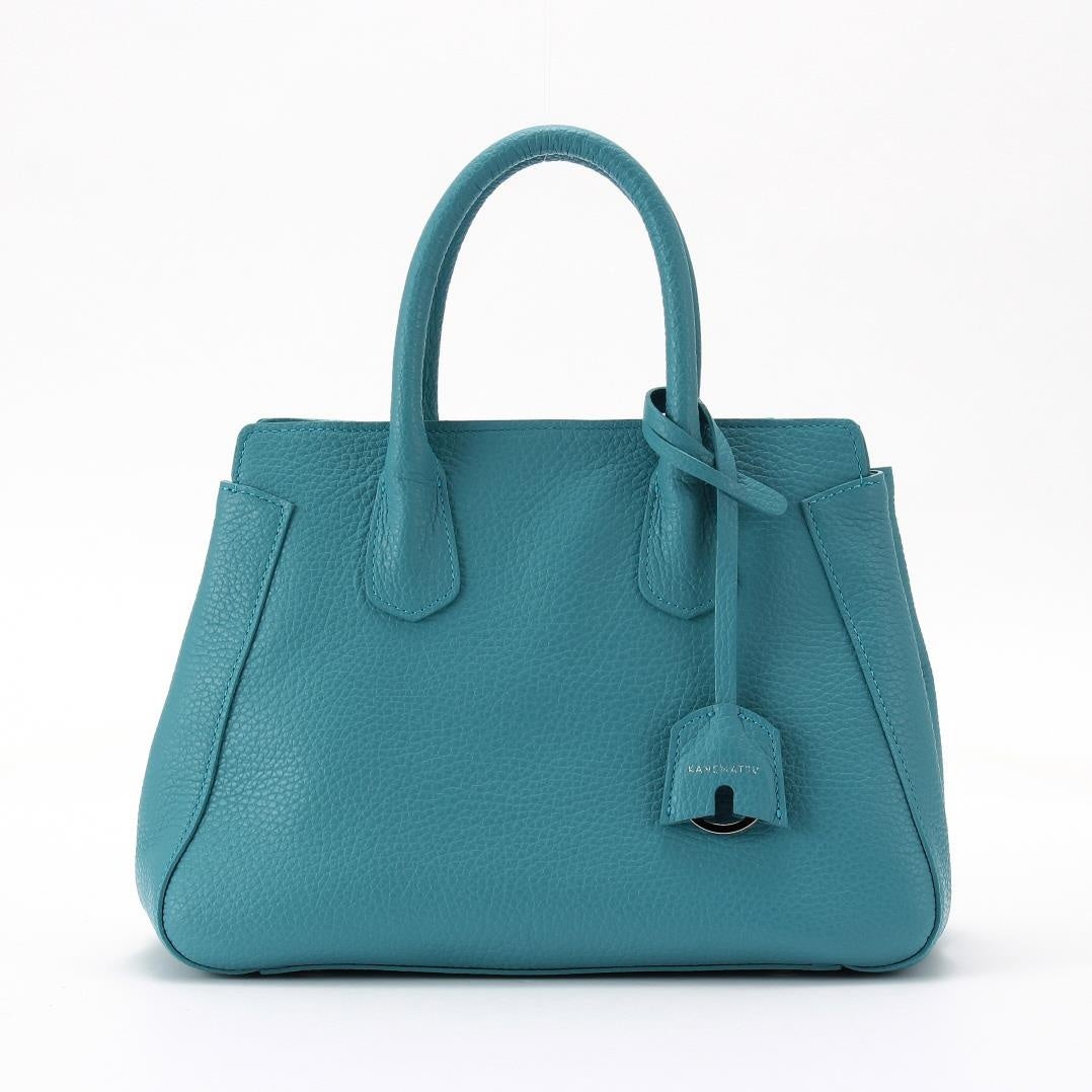 Turquoise shoulder bag with embossed leather texture