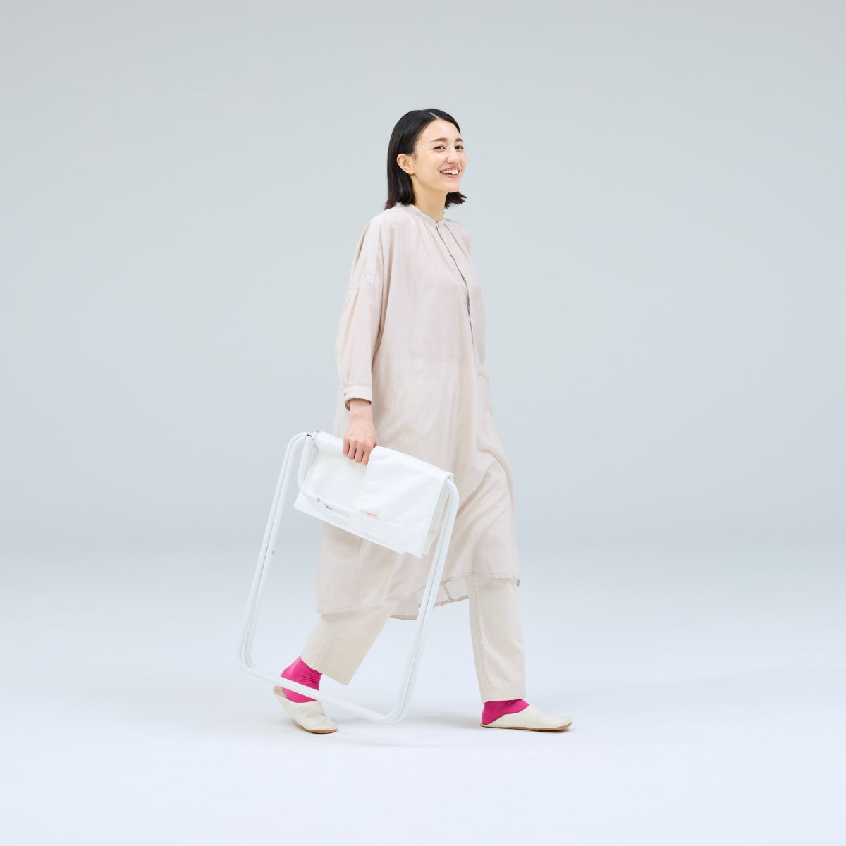 Folded chair showing slim profile