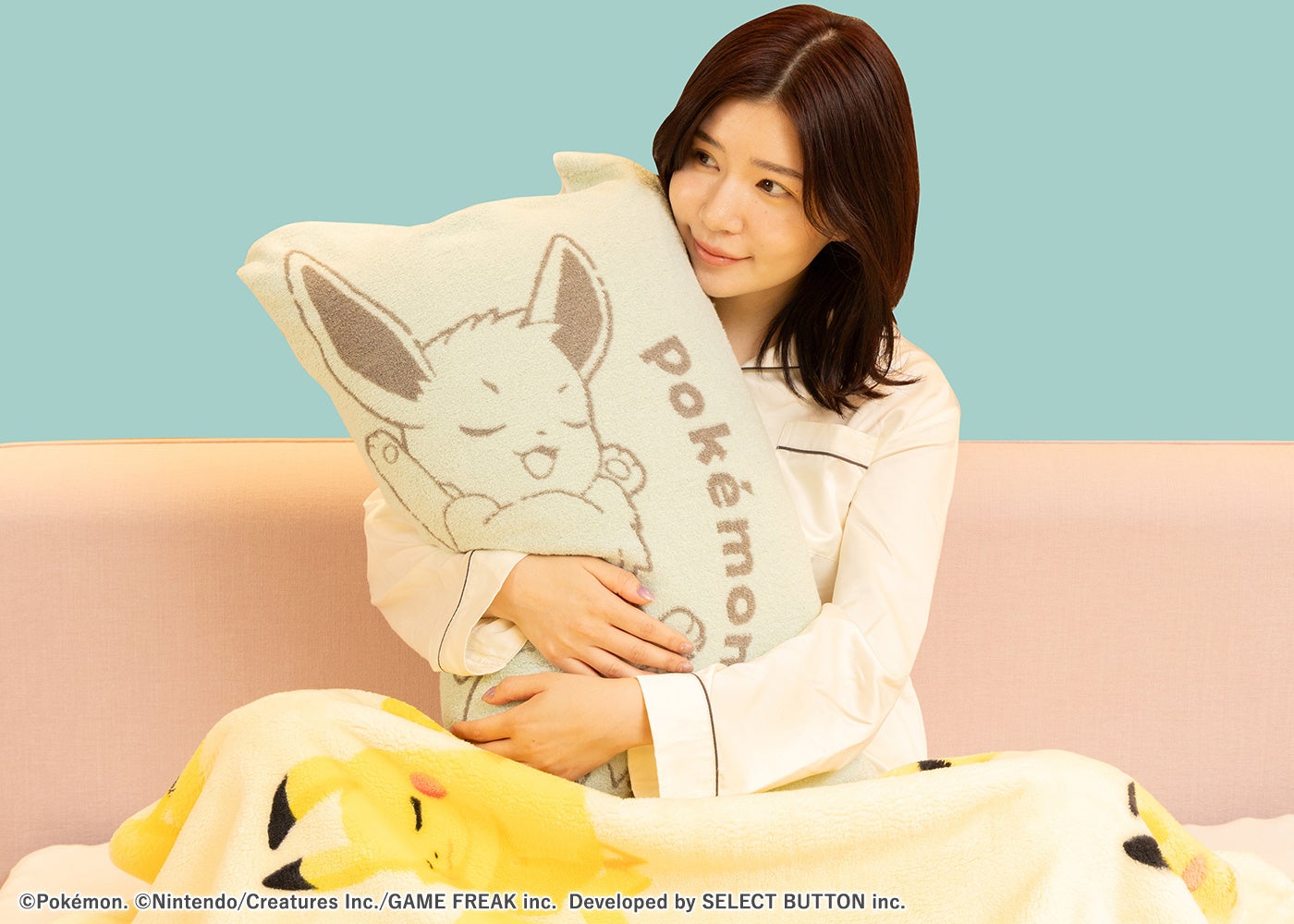 Imabari towel pillow covers with sleeping Pokémon designs