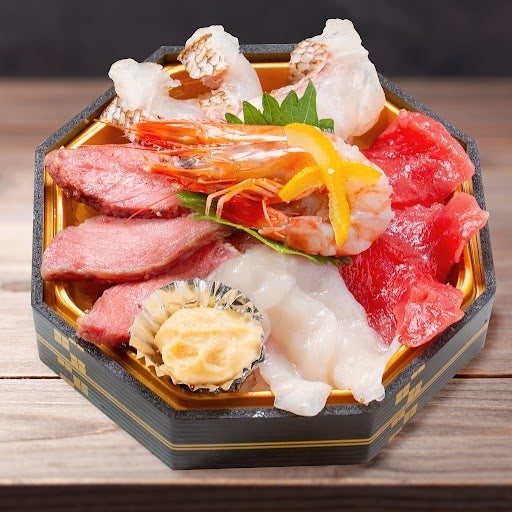 Using tiger pufferfish, Akagyu beef, sea bream, and prawns