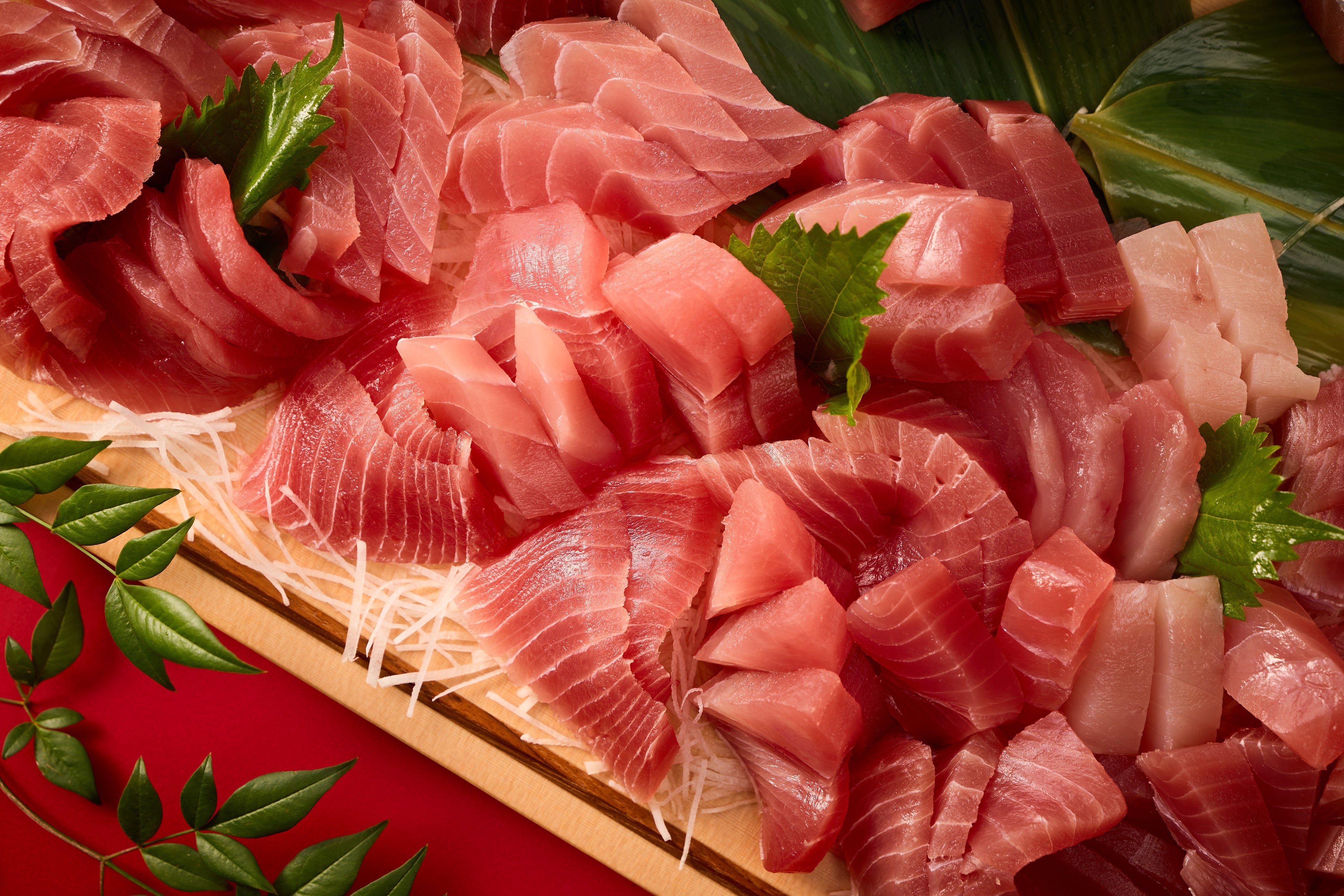 Fresh tuna sashimi and sushi