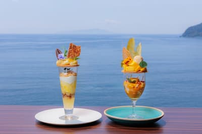 静冈县热海市新赤尾酒店景观咖啡厅“Hana no Yousei”推出两款初夏限定芭菲