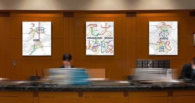 铁路设计师的“路线图艺术”作品点缀尼崎Vischio酒店大堂