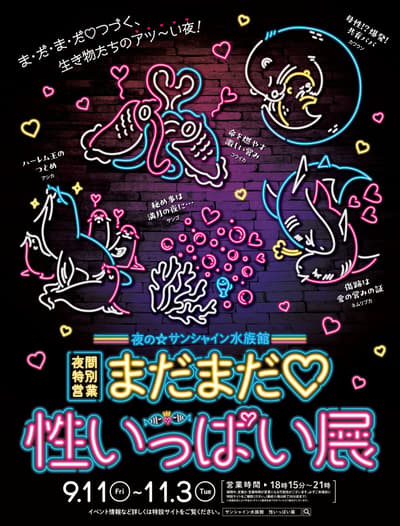 Sunshine Aquarium Mengadakan Pameran Khusus Malam Hari "Still More ♡ Lots of Sex Exhibit" Musim Gugur Ini