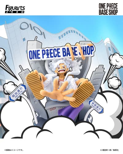 ONE PIECE BASE SHOP 限定版 Gear 5 路飞手办，以新宿丸井本馆为原型设计