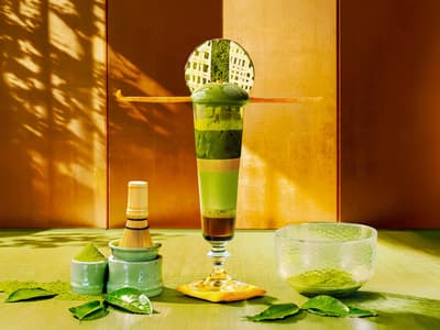 東京Mesm酒店Autograph Collection推出抹茶和甘納許「分層聖代」，靈感源自茶室的圓窗