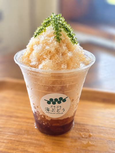 오키나와 이토만시 ‘우민치’에서 선보이는 신메뉴, 바다포도와 젠자이의 이색 만남 '바다포도 빙수 젠자이'