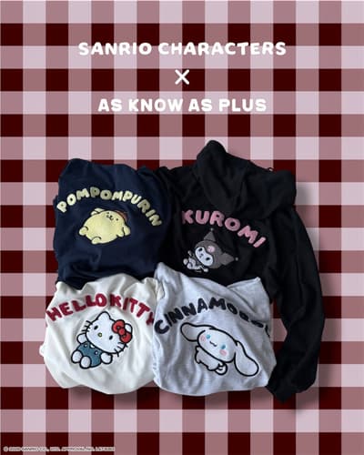 AS KNOW AS plus Releases Sanrio Characters Wzip Sweat Hoodies on October 16