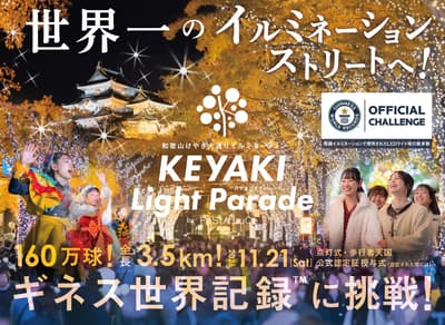 와카야마 'KEYAKI Light Parade by FeStA LuCe', 160만 개의 LED로 기네스 세계 기록 도전