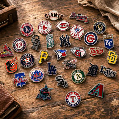 THE CAP Kini Menjual Pin Lencana "MLB PINS" yang Menampilkan Logo dari 30 Tim Major League Baseball