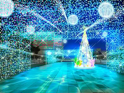 烧津市“海与天空的幻想曲”灯光秀点亮城市