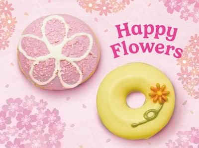 Krispy Kreme 推出春季「Happy Flowers」甜甜圈系列，櫻花與花朵設計