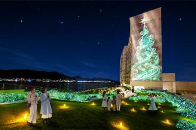 Risonare Shimonoseki Menghadirkan "Kaikyo Christmas" dengan Pohon Natal Proyeksi Setinggi Sekitar 30 Meter