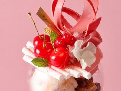 Fresh Cherry and Ruby Chocolate Pink Parfait at De-limmo Daimaru Tokyo
