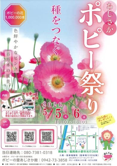 아지사카 양귀비 축제 — 후쿠오카현 오고리시에서 피어난 백만 송이 양귀비