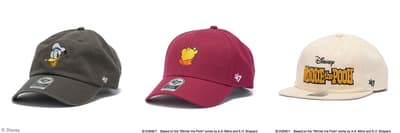 '47, 2026 디즈니 디자인 컬렉션의 미키와 친구들 및 곰돌이 푸 캡 모자 출시