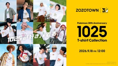 포켓몬 30주년 기념 1,025마리 포켓몬 전원 디자인 티셔츠 컬렉션, 9월 18일부터 ZOZOTOWN에서 예약 판매