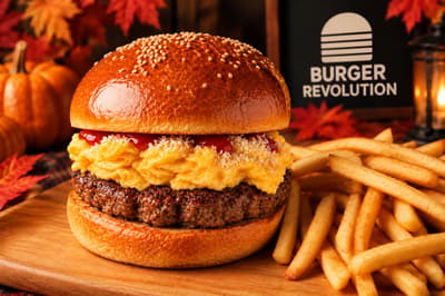 BURGER REVOLUTION TOKYO สาขารปปงงิ เปิดตัวเมนูพิเศษเฉพาะเดือนพฤศจิกายน "Scrambled Egg & Parmesan Cheese Burger"