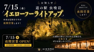 Wakayama's Mushikui-iwa Rock Turns Yellow for a One-Night Light-Up in Kozagawa