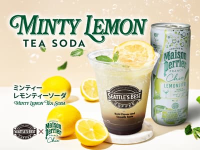 Minuman Terbatas Baru "Minty Lemon Tea Soda" yang Menampilkan Maison Perrier Chic Kini Tersedia di Seattle's Best Coffee