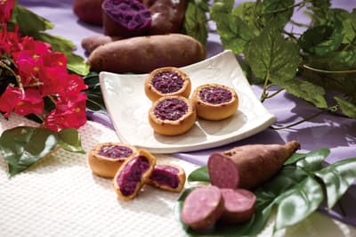Edelweiss Okinawa's New Purple Sweet Potato Tart Now Available at Naha Airport POP UP Store