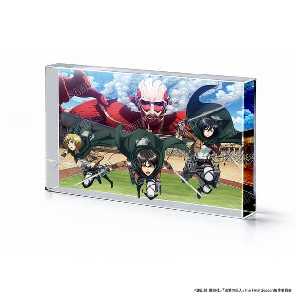 Bloque acrílico de colaboración del anime de TV Attack on Titan