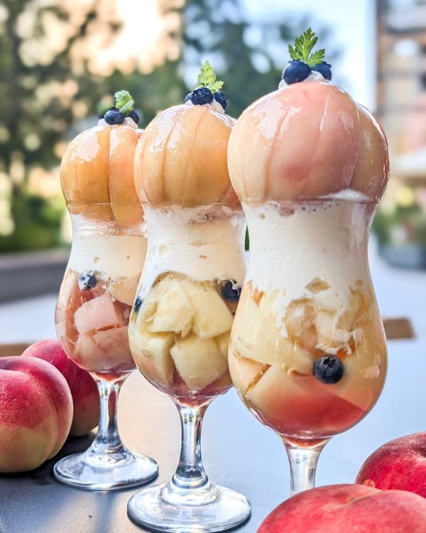 Whole peach parfaits