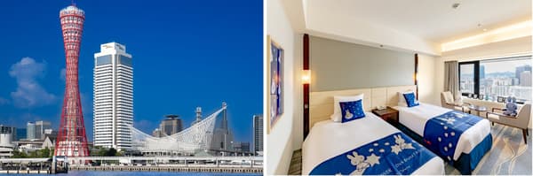 Hotel Okura Kobe Miffy room plan with night-themed interior design