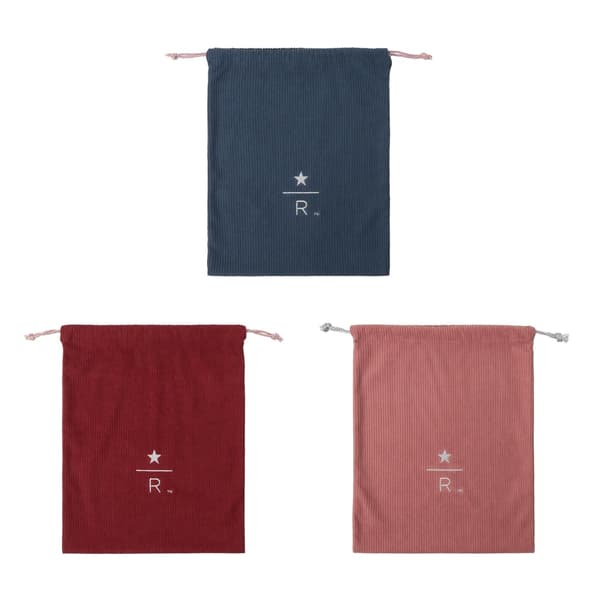 Starbucks Reserve Drawstring Pouch Corduroy Blue / Red / Pink L