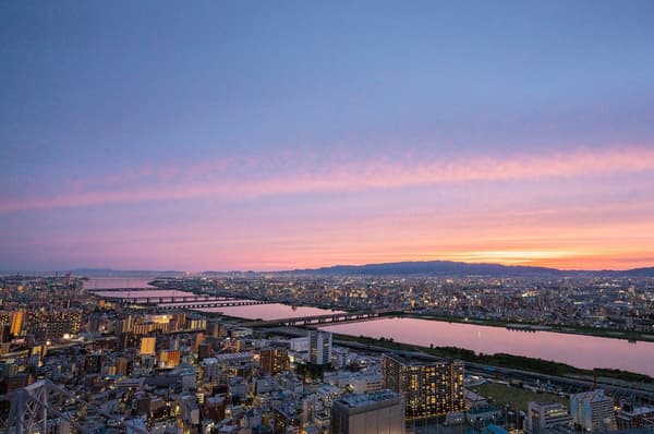 Evening view from the Umeda Sky Building Floating Garden Observatory