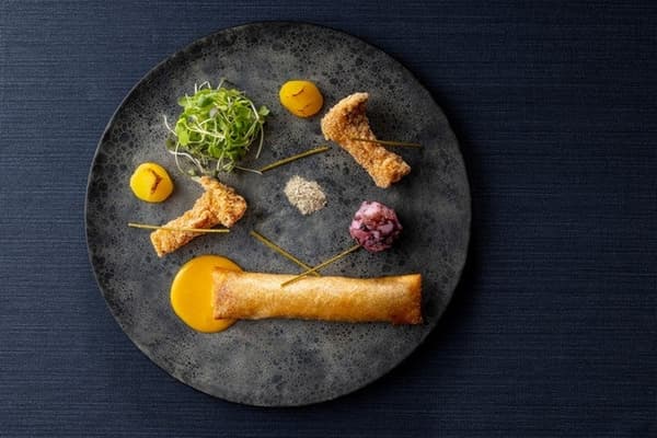 炸松茸与蟹肉松茸福袋