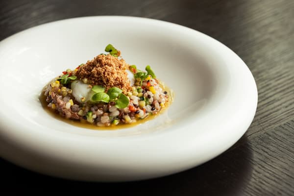 Mochi Kinuka and local vegetable risotto