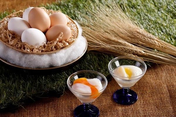 Slow-cooked eggs from Takeuchi Poultry Farm in Otofuke, Hokkaido