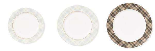 Tartan Plates S, M, and L in gray and brown