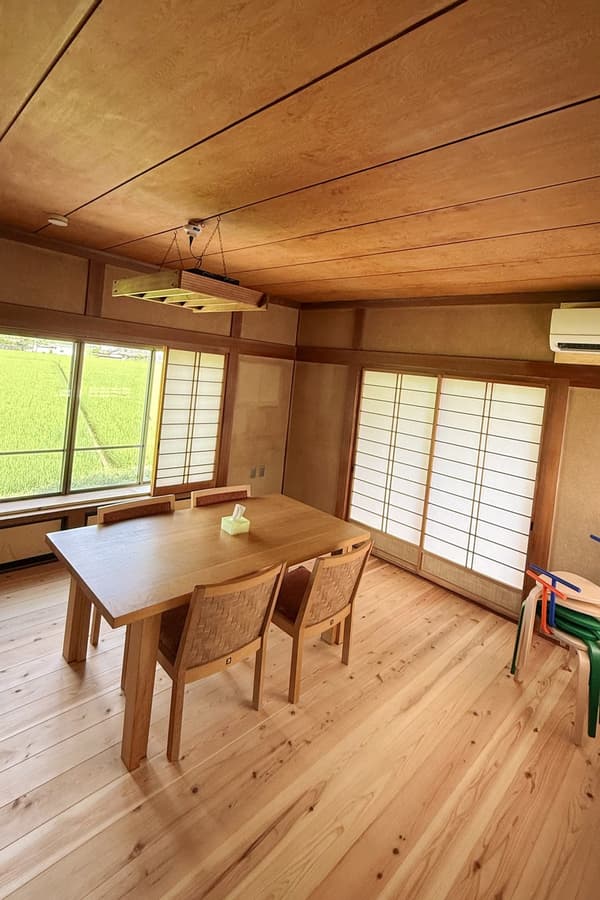 Workspace with the rice paddies as a backdrop