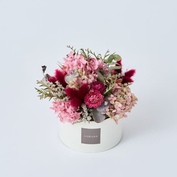 干花礼盒摆件 M — 粉红色/红色