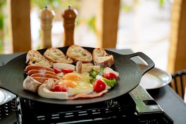 Enjoying the outdoors in the morning with the multi-griddle breakfast plan