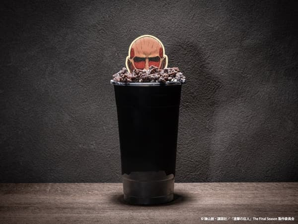 Colossal LUSH drink at That Certain Age Attack on Titan Cafe