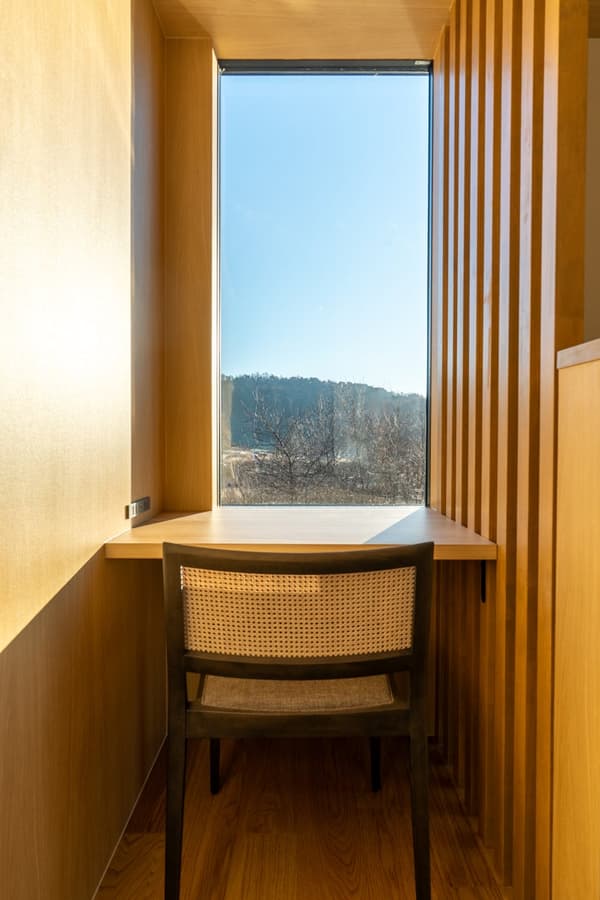 A study on the 3rd floor overlooking the mountain ridgeline