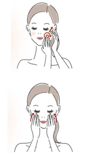 Illustrations of the push-in technique for pore care
