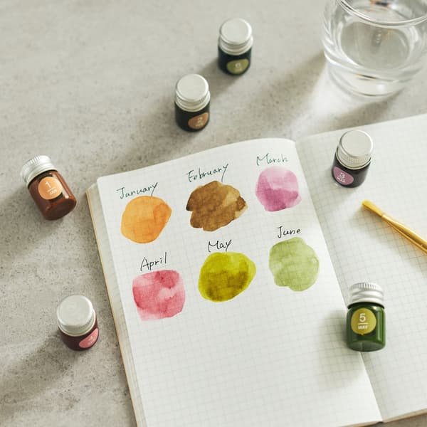 Mini ink bottle set, January to June